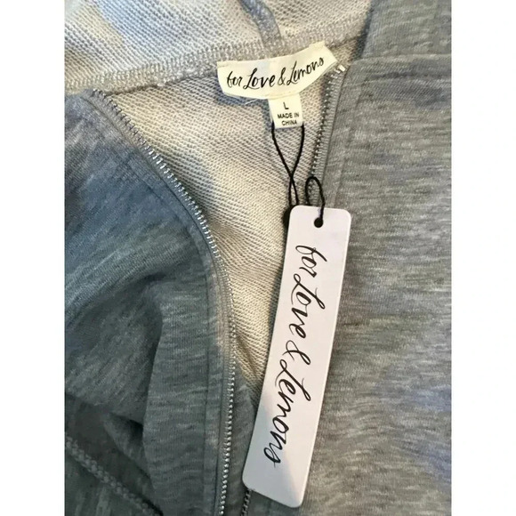 For Love & Lemons Gray Long Sleeve Front Zip Hooded Romper Size Large - Picture 5 of 5